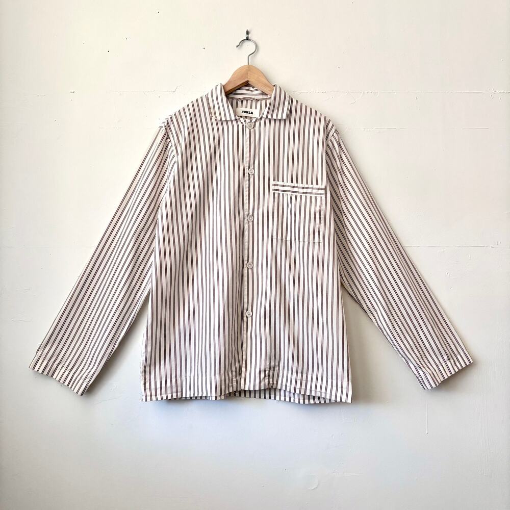 $290 Tekla Organic Cotton Striped Button Up Minimalist Quiet Luxury Unisex M